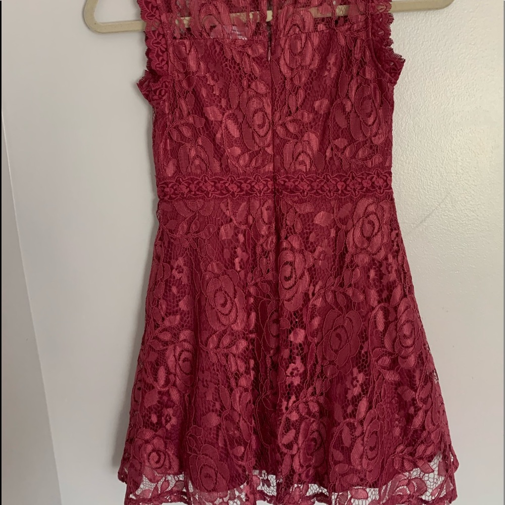 Burgundy dress with flowers